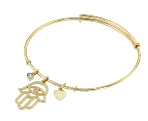 SOHAIL, pulsera rígida de plata dorada con adornos. - Roman Joyero