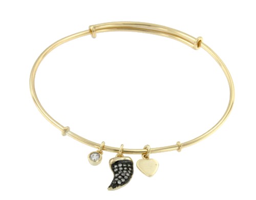 ESTELA, pulsera rígida plata dorada con adornos. - Roman Joyero