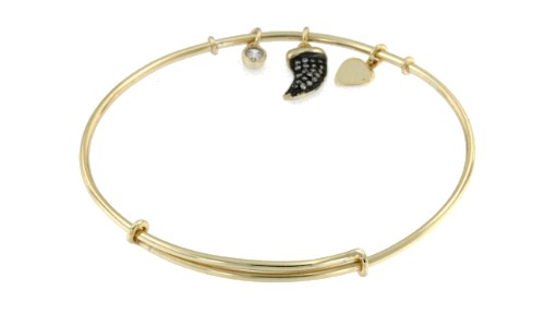 ESTELA, pulsera rígida plata dorada con adornos. - Roman Joyero