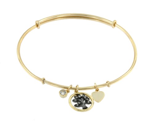 ARWEN, pulsera rígida de plata dorada con adornos. - Roman Joyero
