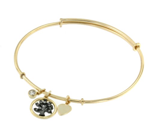 ARWEN, pulsera rígida de plata dorada con adornos. - Roman Joyero
