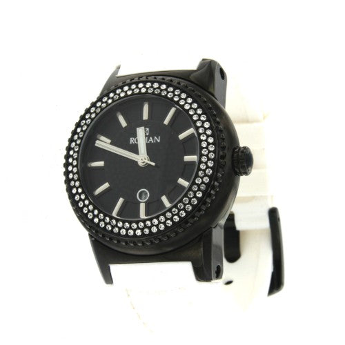 Reloj Román blanco y negro con correa de caucho blanca. - Roman Joyero