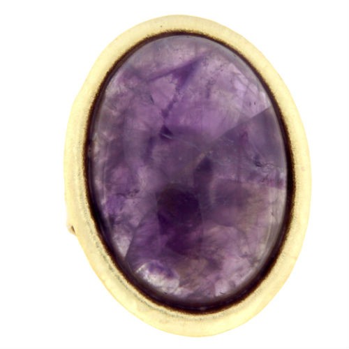 ESTHER, anillo de plata dorada con amatista - Roman Joyero