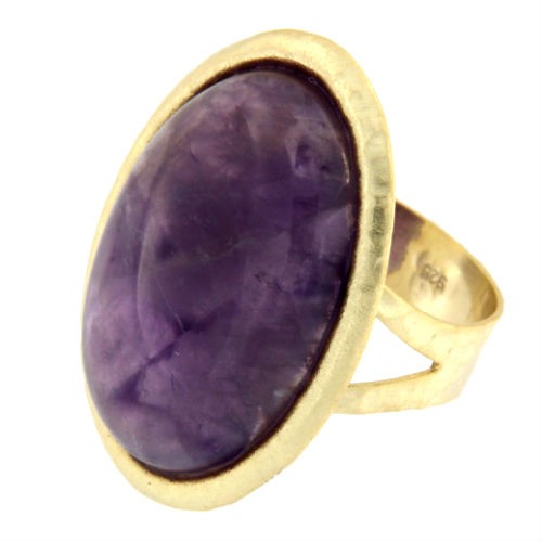 ESTHER, anillo de plata dorada con amatista - Roman Joyero