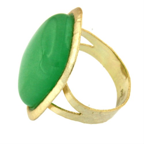 HANNA, anillo de plata dorada con cuarzo verde - Roman Joyero