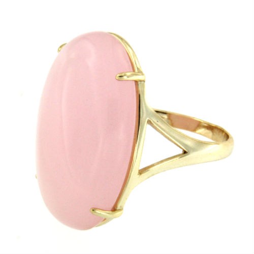 ELISHEVA, anillo de plata dorada con cuarzo rosa - Roman Joyero