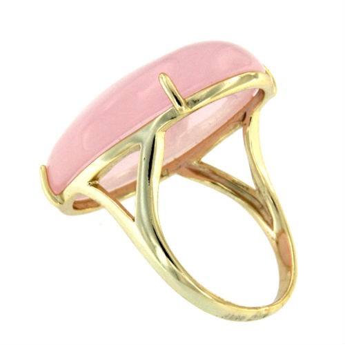 ELISHEVA, anillo de plata dorada con cuarzo rosa - Roman Joyero