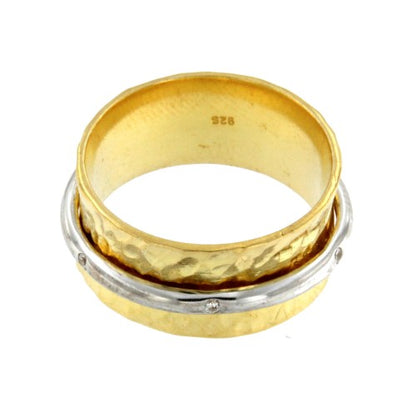 ADELFA, anillo martele en plata con circonitas. - Roman Joyero