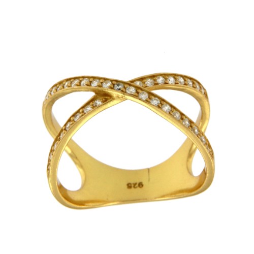 AZALEA, anillo de plata dorado con circonitas. - Roman Joyero