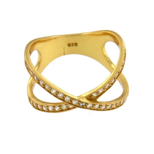 AZALEA, anillo de plata dorado con circonitas. - Roman Joyero