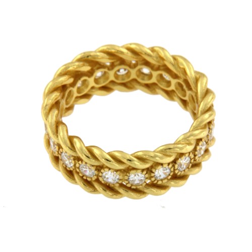 ANTURIO, anillo de plata dorado con circonitas. - Roman Joyero