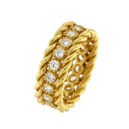 ANTURIO, anillo de plata dorado con circonitas. - Roman Joyero