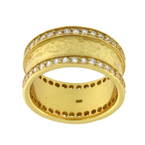 CROTON, anillo de plata dorada con circonitas. - Roman Joyero