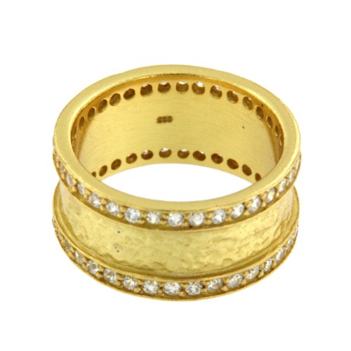 CROTON, anillo de plata dorada con circonitas. - Roman Joyero