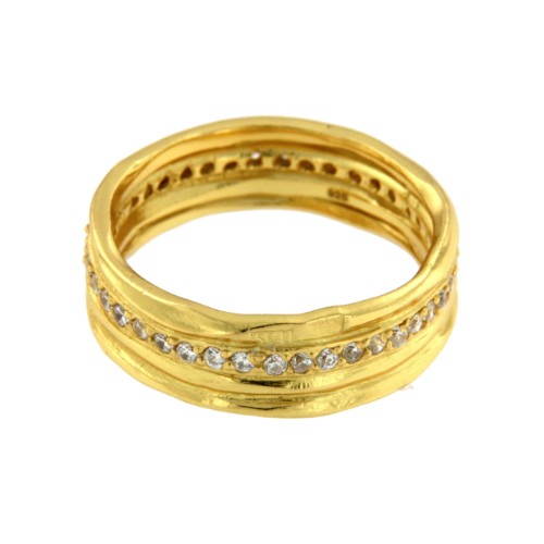 CARLINA, anillo de plata dorada con circonitas. - Roman Joyero