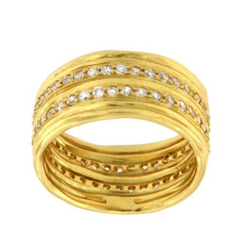 CINAMOMO, anillo de plata dorada con circonitas. - Roman Joyero