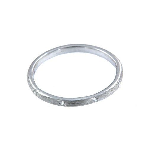 CICLAMEN, anillo de plata rodiada con circonitas. - Roman Joyero