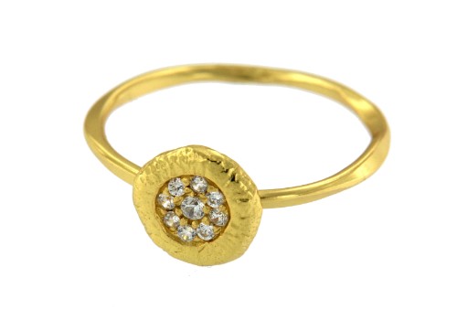 DALIA, anillo de plata dorada con circonitas. - Roman Joyero