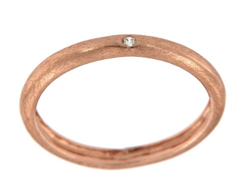 GAZANIA, anillo de plata rosada con circonita. - Roman Joyero