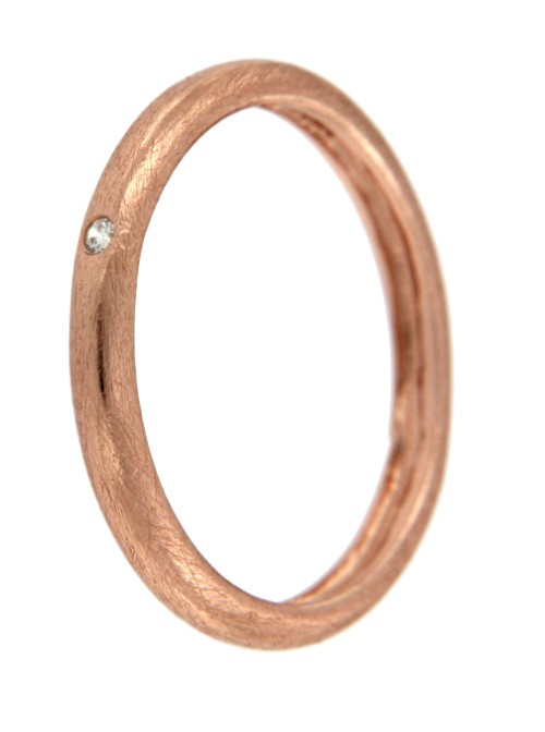 GAZANIA, anillo de plata rosada con circonita. - Roman Joyero