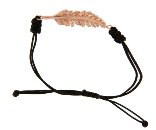 NEGRO, pulsera de macramé con plata rosada. - Roman Joyero