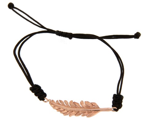 NEGRO, pulsera de macramé con plata rosada. - Roman Joyero