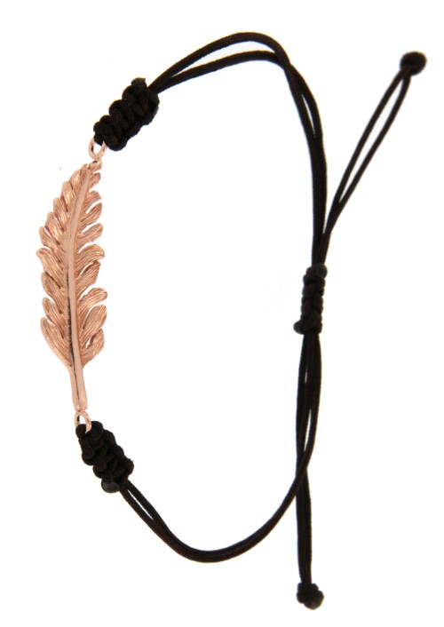 NEGRO, pulsera de macramé con plata rosada. - Roman Joyero