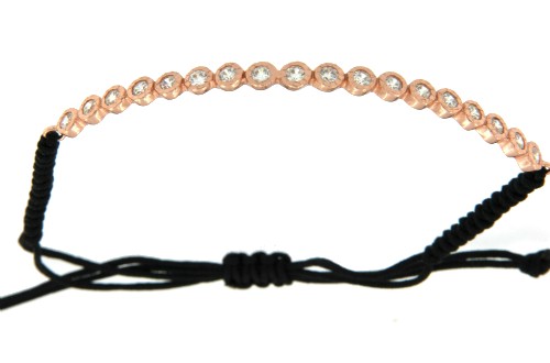 ROJO, pulsera de macrame con plata rosada. - Roman Joyero