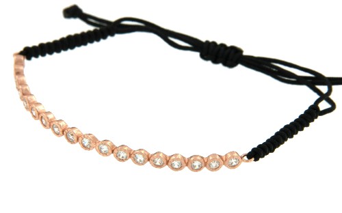 ROJO, pulsera de macrame con plata rosada. - Roman Joyero