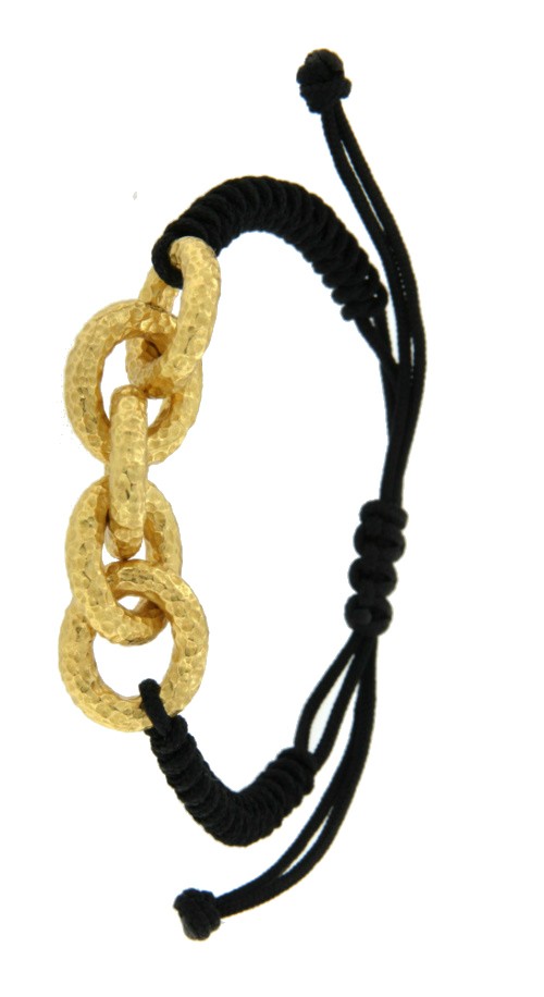 AZUL, pulsera de macrame con plata dorada. - Roman Joyero