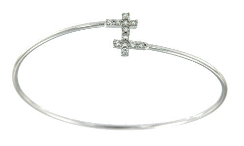 SCILIA, pulsera rígida de plata rodiada. - Roman Joyero