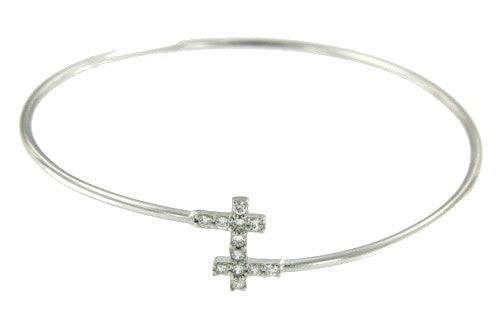 SCILIA, pulsera rígida de plata rodiada. - Roman Joyero