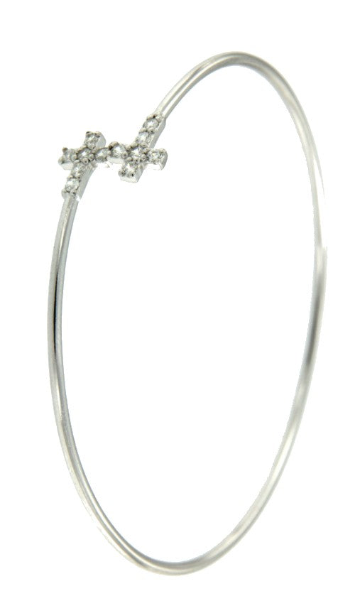 SCILIA, pulsera rígida de plata rodiada. - Roman Joyero