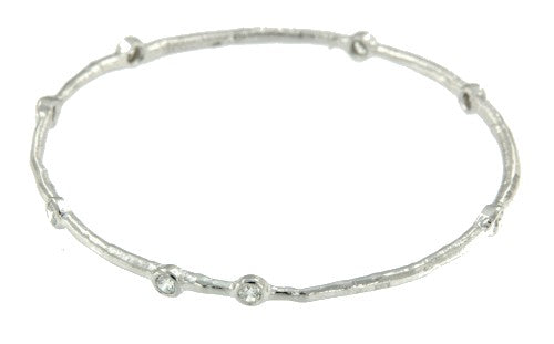 ASTEROPE, pulsera rígida de plata rodiada. - Roman Joyero