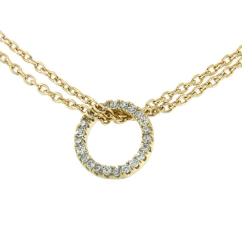 EREBO, collar dorado con círculo de circonitas blancas. - Roman Joyero