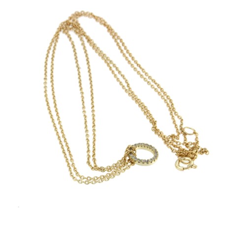 EREBO, collar dorado con círculo de circonitas blancas. - Roman Joyero