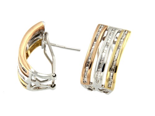 Pendientes de oro blanco-amarillo-rosa - Roman Joyero