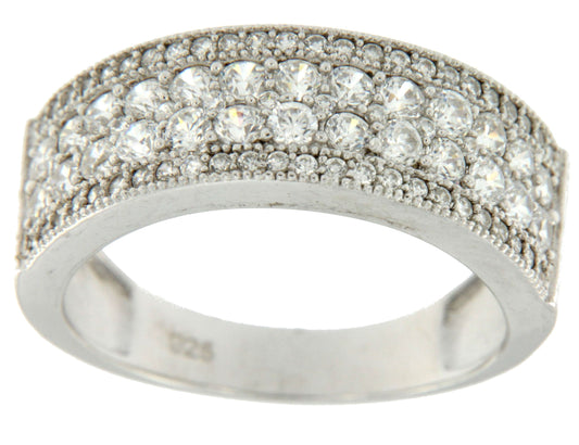 COSIMO, anillo ancho de plata con circonitas - Roman Joyero