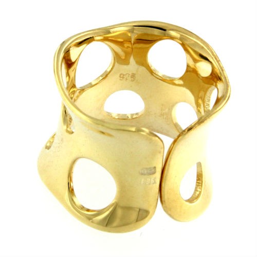 CYRENE, anillo de banda ancha en plata dorada. - Roman Joyero