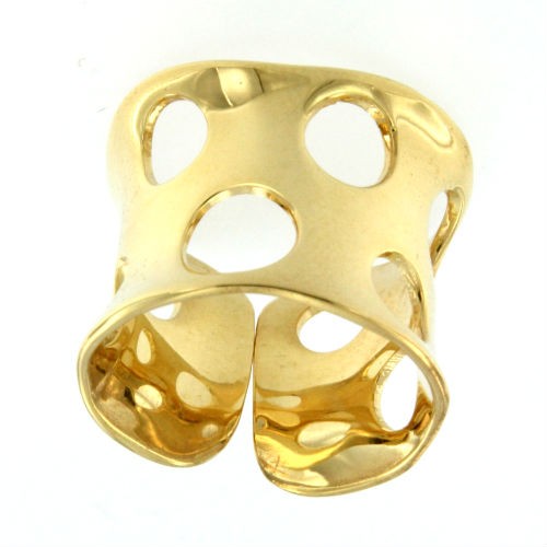 CYRENE, anillo de banda ancha en plata dorada. - Roman Joyero