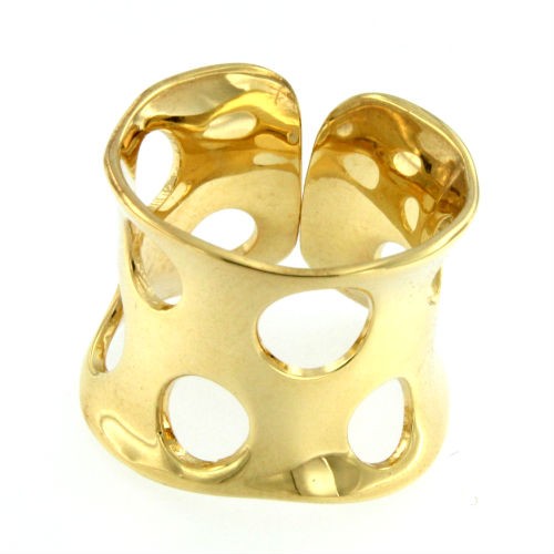 CYRENE, anillo de banda ancha en plata dorada. - Roman Joyero