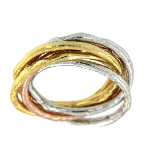 PAXOS, anillo de plata de ley en tres colores. - Roman Joyero