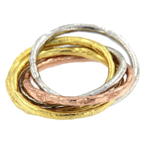 PAXOS, anillo de plata de ley en tres colores. - Roman Joyero