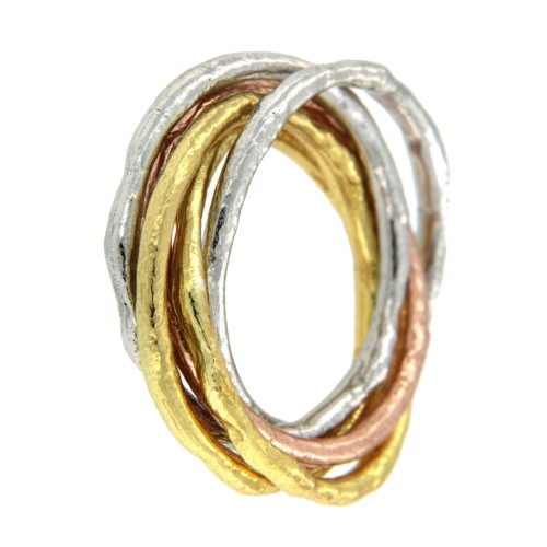 PAXOS, anillo de plata de ley en tres colores. - Roman Joyero