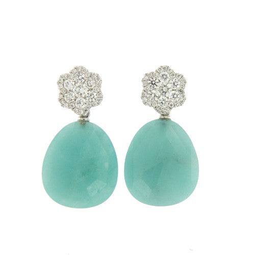 ROMANO, pendientes desmontables en oro blanco y diamantes y perillas - Roman Joyero