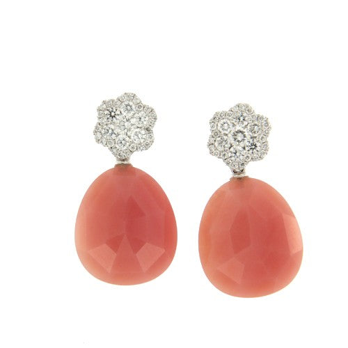 ROMANO, pendientes desmontables en oro blanco y diamantes y perillas - Roman Joyero