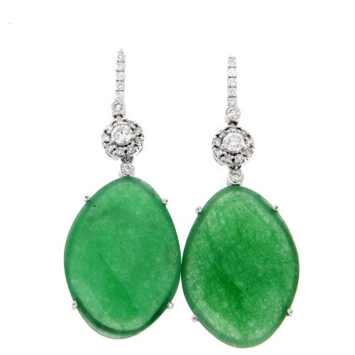 Pendientes largos desmontables en oro blanco con perillas. - Roman Joyero