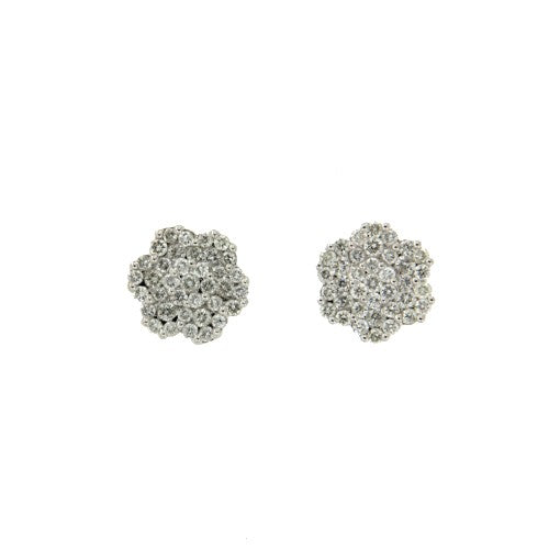 Pendientes cortos desmontables de oro blanco y diamantes. - Roman Joyero