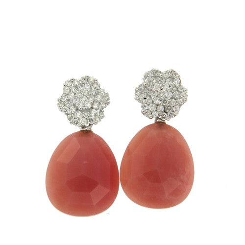 Pendientes cortos desmontables de oro blanco y diamantes. - Roman Joyero