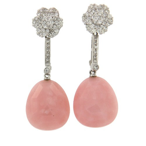 Pendientes cortos desmontables de oro blanco y diamantes. - Roman Joyero